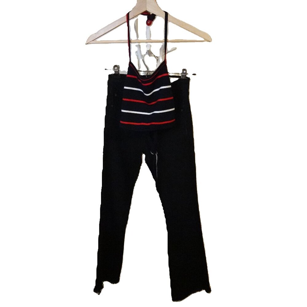 American Apparel Striped Backless Halter Top